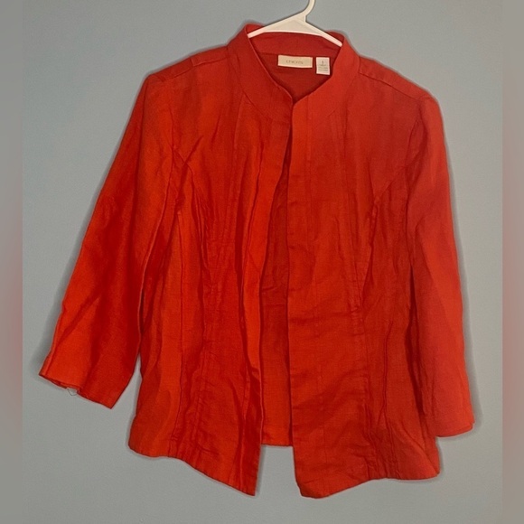 Chico's Jackets & Blazers - Chico Linen Blazer Size 1 Pleated Color Is Coral/Rust Orange In Color 100% Linen